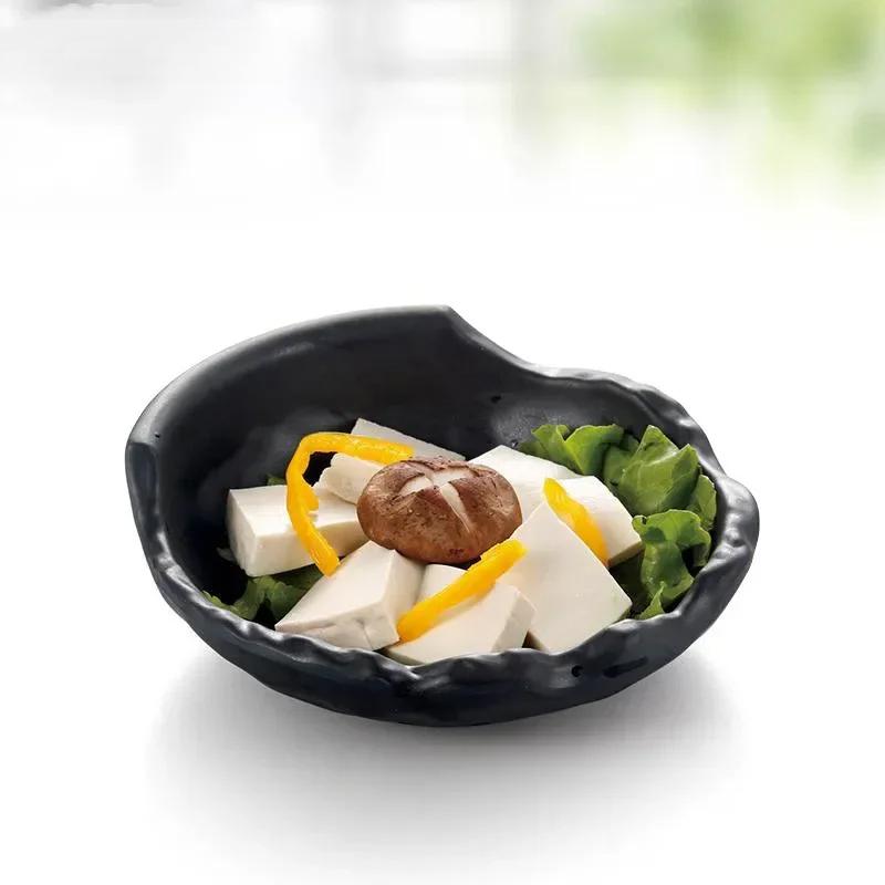 Western Steak Salad Dessert Plate Personality Creative Resistance To Fall Snack Food Grade Plastic Black Frosted Tableware