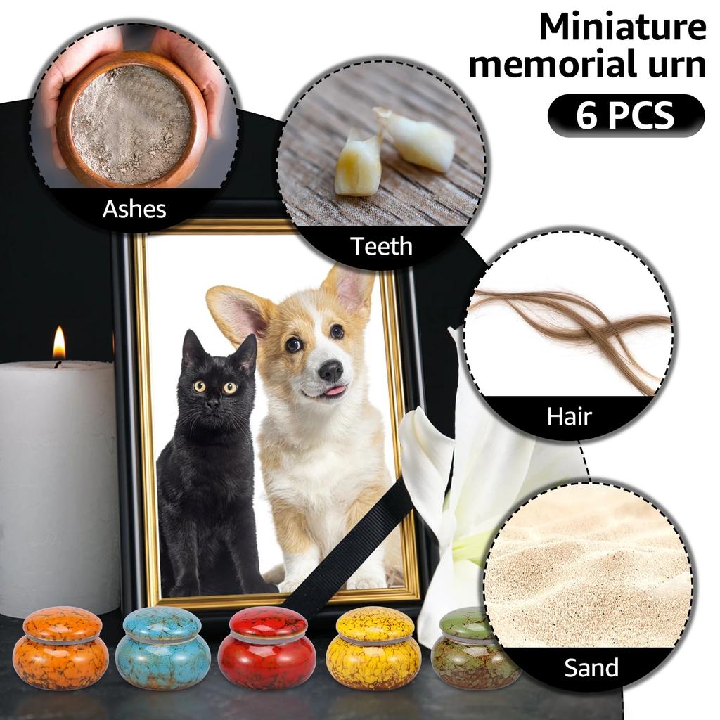 6/4Pcs Small Urn Memorial Small Animals Urn Seal Pot For Sealed Cremation Funeral Ashes Keepsake Fireplaces Burial Color Ceramic