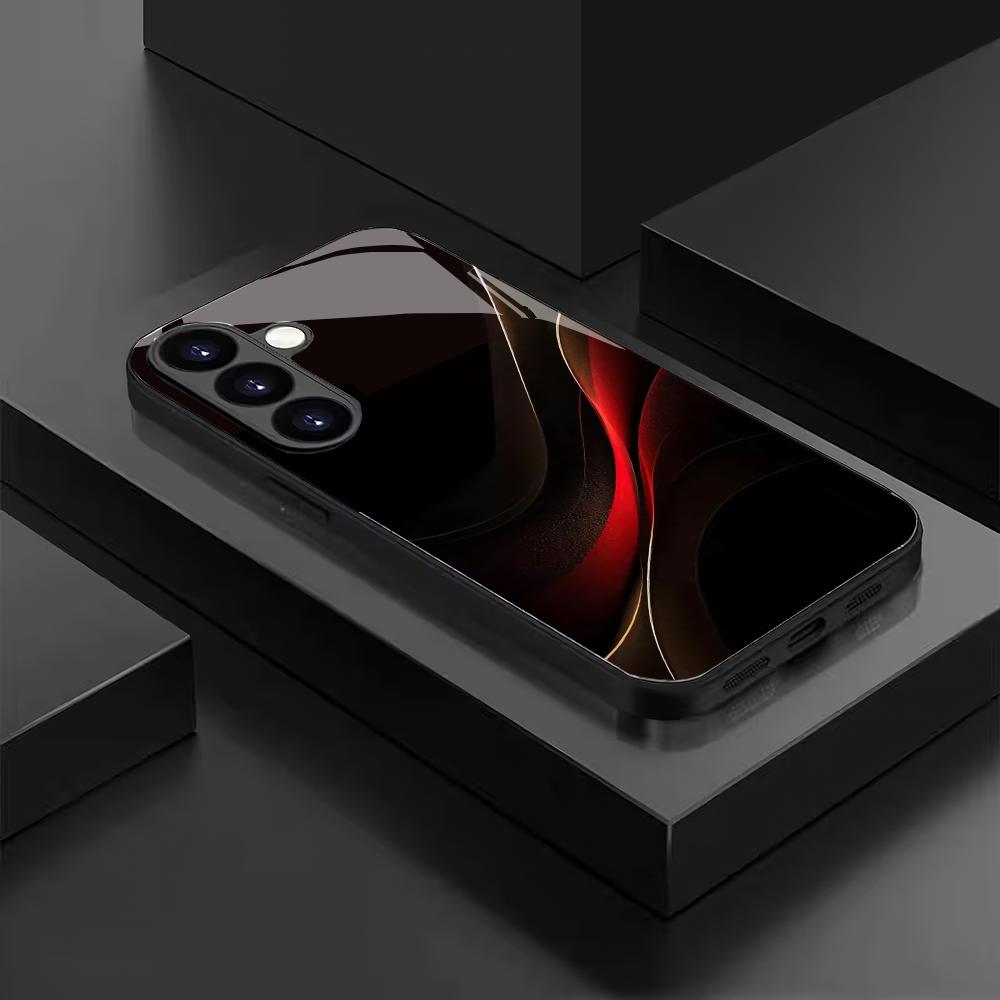 Custodia per telefono in vetro temperato adatta per Samsung Galaxy S26 S25 S24 S23 S22 S20FE/Ultra/Plus linee rosse alla moda personalità alla moda
