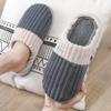 Home cotton slippers winter indoor home non-slip couple simple stripes plush warm cotton drag winter