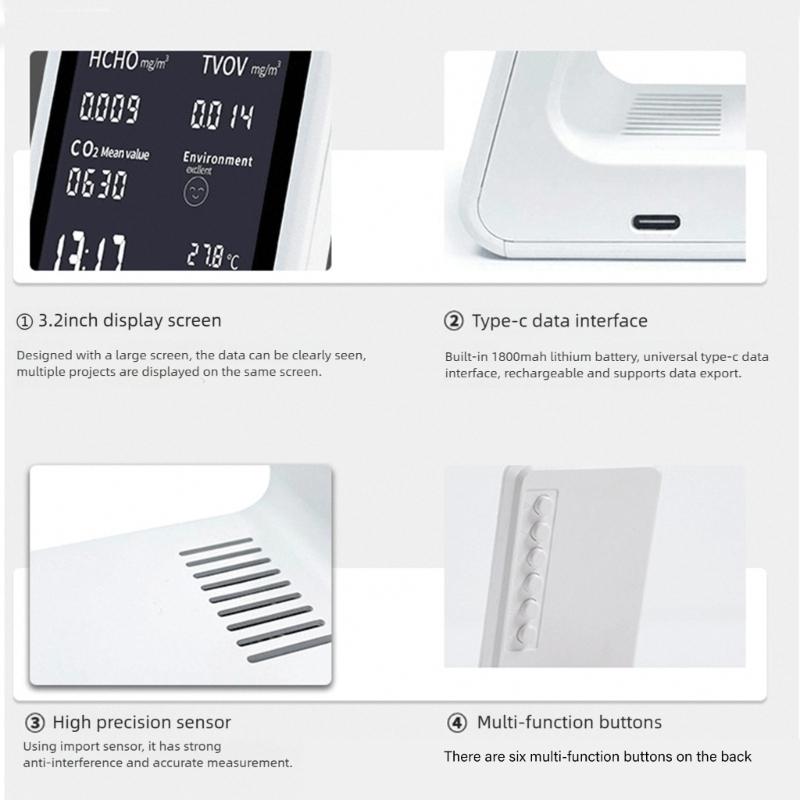 Air Quality Monitors Indoor Professional Particle Counter,Humidity, TVOC Formaldehyde, Temperature Test