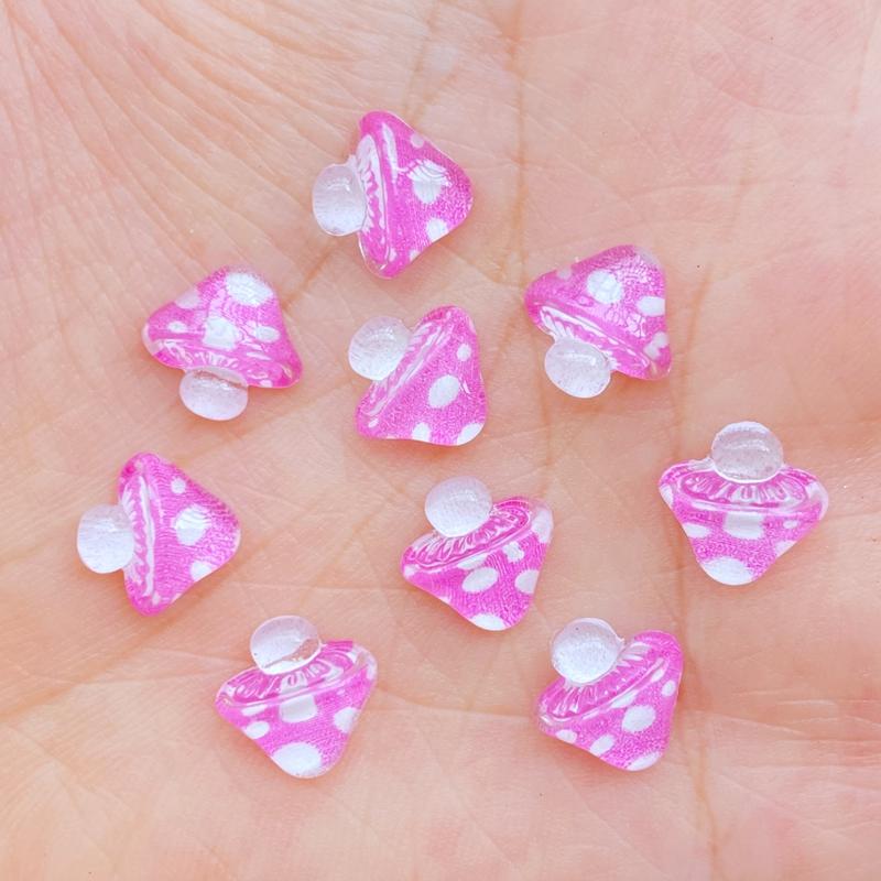 50Pcs New Cute Mini 9mm Mushroom Flat Back Resin Nail Enhancement Jewelry Craft Decoration Accessorie