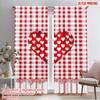2pcs,2D Plane Printing Contemporary Curtains Checkered Love Durable 100% Polyester Fabric (without Rod) All Seasons Use for