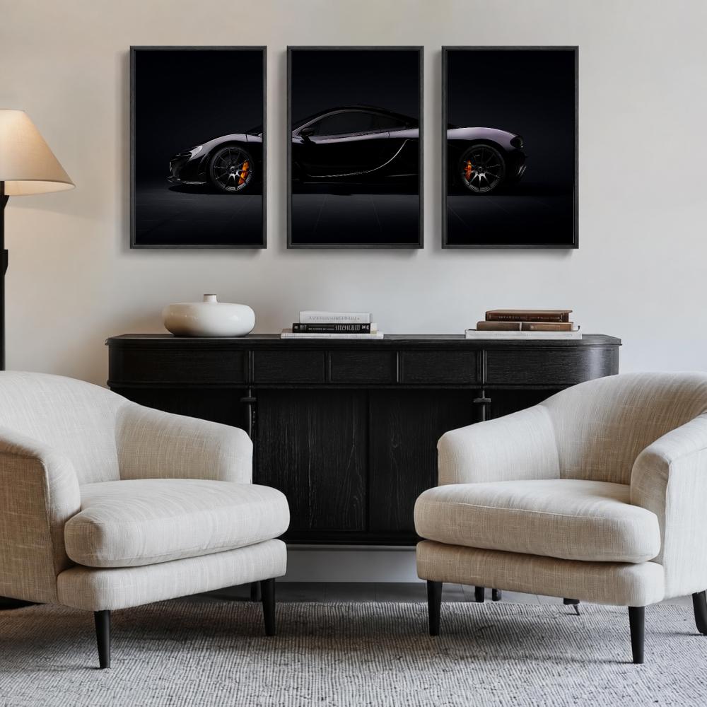 Aerodynamic Sports Car Painting Calligraphy 3 PCS Canvas Wall Art Prints for Living Room Decor Modern Fashion Wall Decals