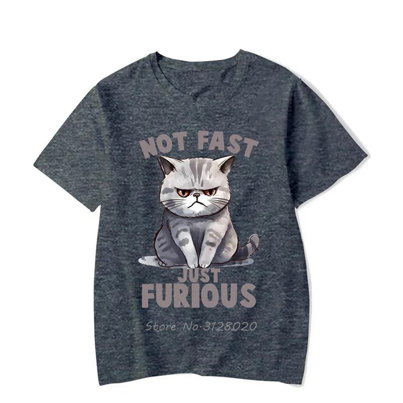 Not Fast Just Furious Graphic Tshirt Funny Crazy Cat Tshirt Fashion Harajuku Tees Oversized Men Brand Tshirt Hip Hop T Shirt S