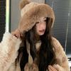 Fleece Thermal Pullover Hat Autumn and Winter Hat Women's Thickened Cold-proof Plush Hat