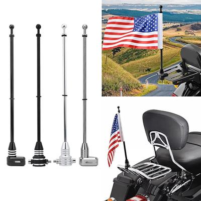 Motorcycle Accessories Flag Pole With Base Rear Side Mount Luggage Rack Decor For Harley Sportster Touring FLHT Road King Glide
