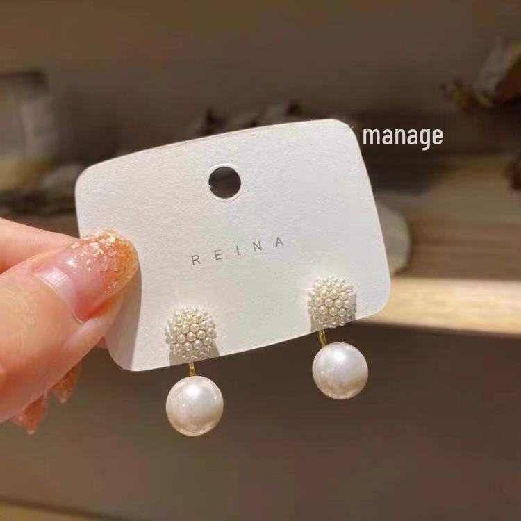 Silver Needle Pearl Flower Tassel Earrings - Women's Trendy All-Match Jewelry