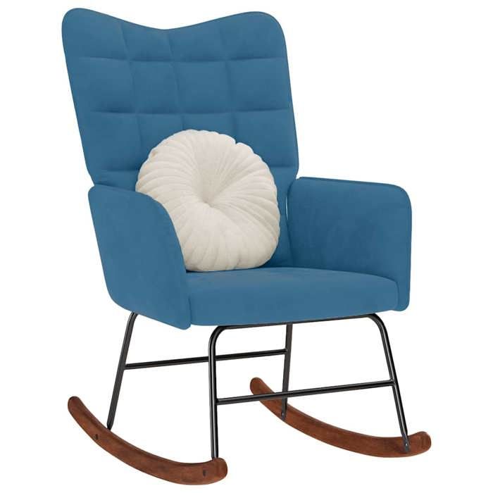 VidaXL Rocking Chair Blue Velvet, Chair, Lounge Chair, Relaxation Chair, Chaise Longue, Living Room Seat, Chair 4016842