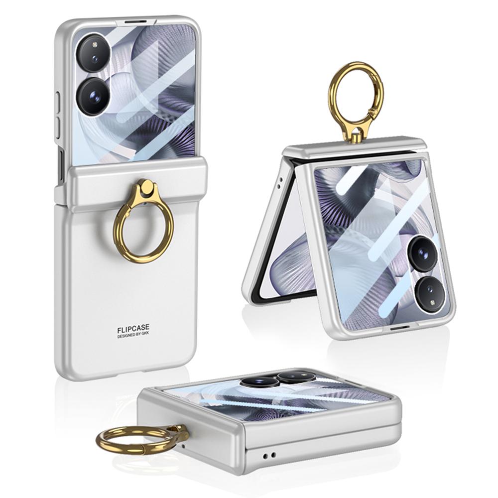 

GKK Чохол для Xiaomi Mix Flip 2 з кільцем-підставкою, магнітним шарніром, PC+Загартоване скло, чохол для телефону Silver