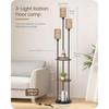 Boho Floor Lamp with Shelves and Foot Switch 3-Light Standing Lamp in Rustic Brown and Yellow for Living Room Bedroom Study