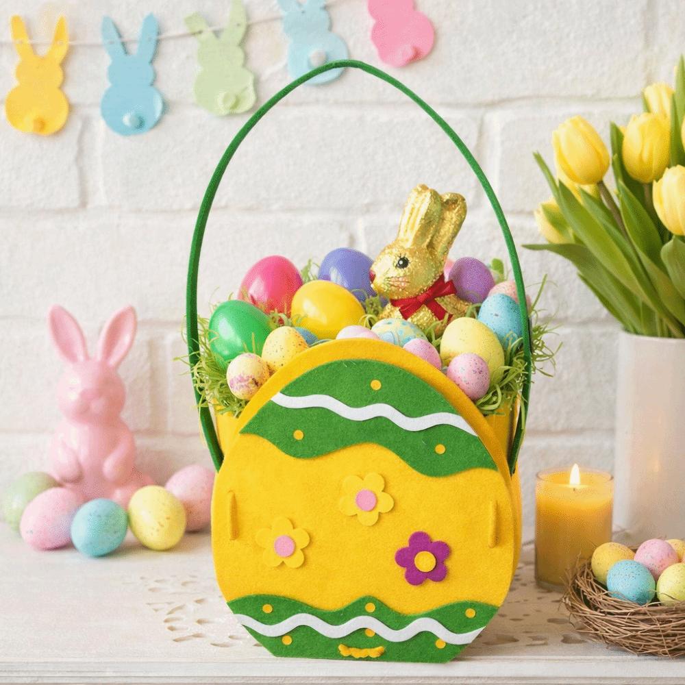 Felt Easter Egg Basket Large Capacity Storage Bag Handbag Cookie Gift Bag Gift Giving