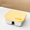 Square Stainless Steel Lunch Box 1/2 Grids Crisper Food Storage Container  Office Workers