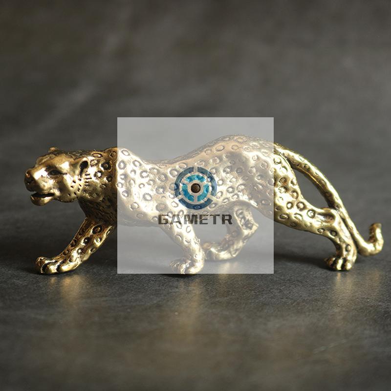 Brass Solid Vintage Cheetah Small Statue Desktop Ornaments Lucky Animal Leopard Figurines Miniatures Crafts Decoration