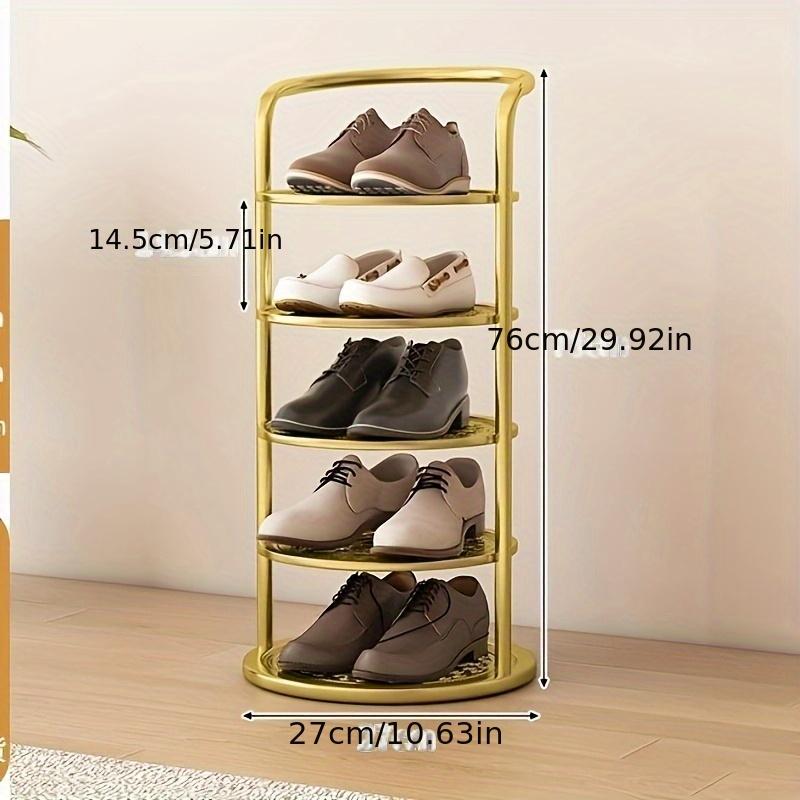 

5-ярусная металлическая полка для обуви с золотой рамой | Компактное хранение для туфель, кроссовок и лоферов - Идеально для дома, общежития или прихожей чёрный