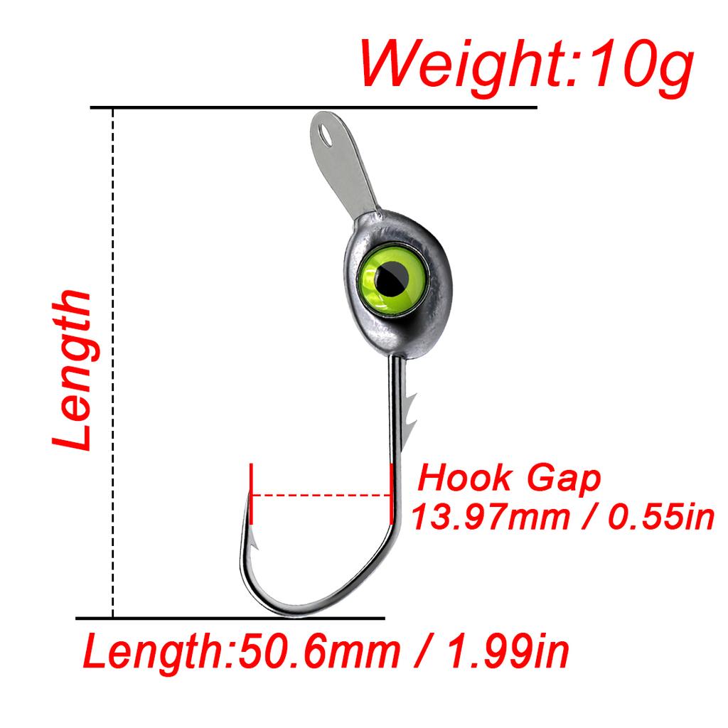 FishTrip 10Pcs Jig Heads Hooks Tongue Plate Swing Jig Heads Hooks Anti-snag Minnow Swing Swimming Action Fishing