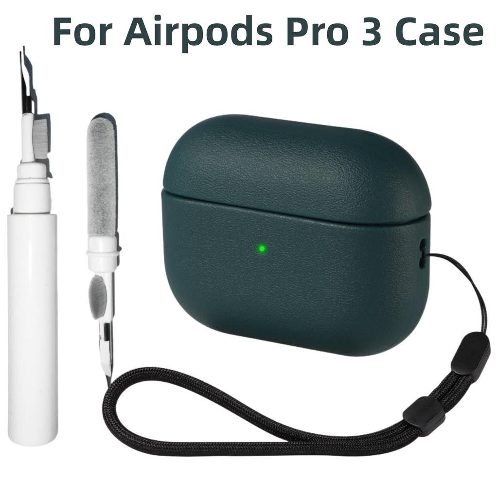 Shockproof Protective Cover for AirPods Pro 3 Compatible with AirPods Pro 3rd Generation Case Leather Texture Case with Keychain
