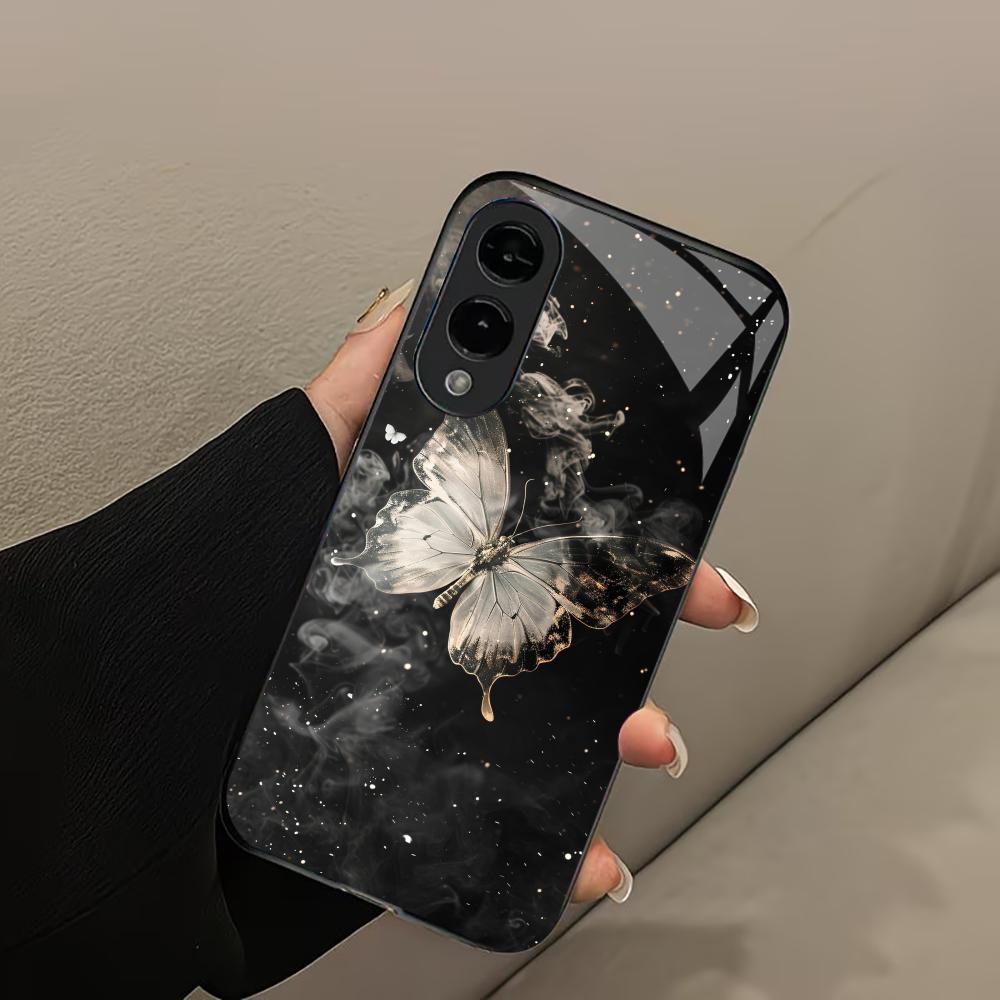 New Anime Painting Butterfly PhoneCase Glass PhoneCase for Samsung Galaxy S26 S25 S24 S23 S22 S21 FE,Ultra,Plus Dropresistant