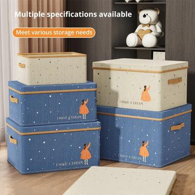 1 pieza Caja de almacenamiento plegable para ropa y artículos diversos para el hogar con tapa Organización y almacenamiento de armario