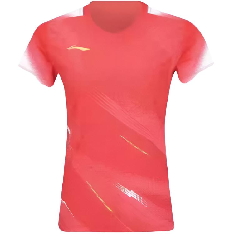 Li Ning Badminton Series Gradient V-Neck Versatile Breathable Casual Short Sleeve T-Shirt Women Tops AAYV162-3