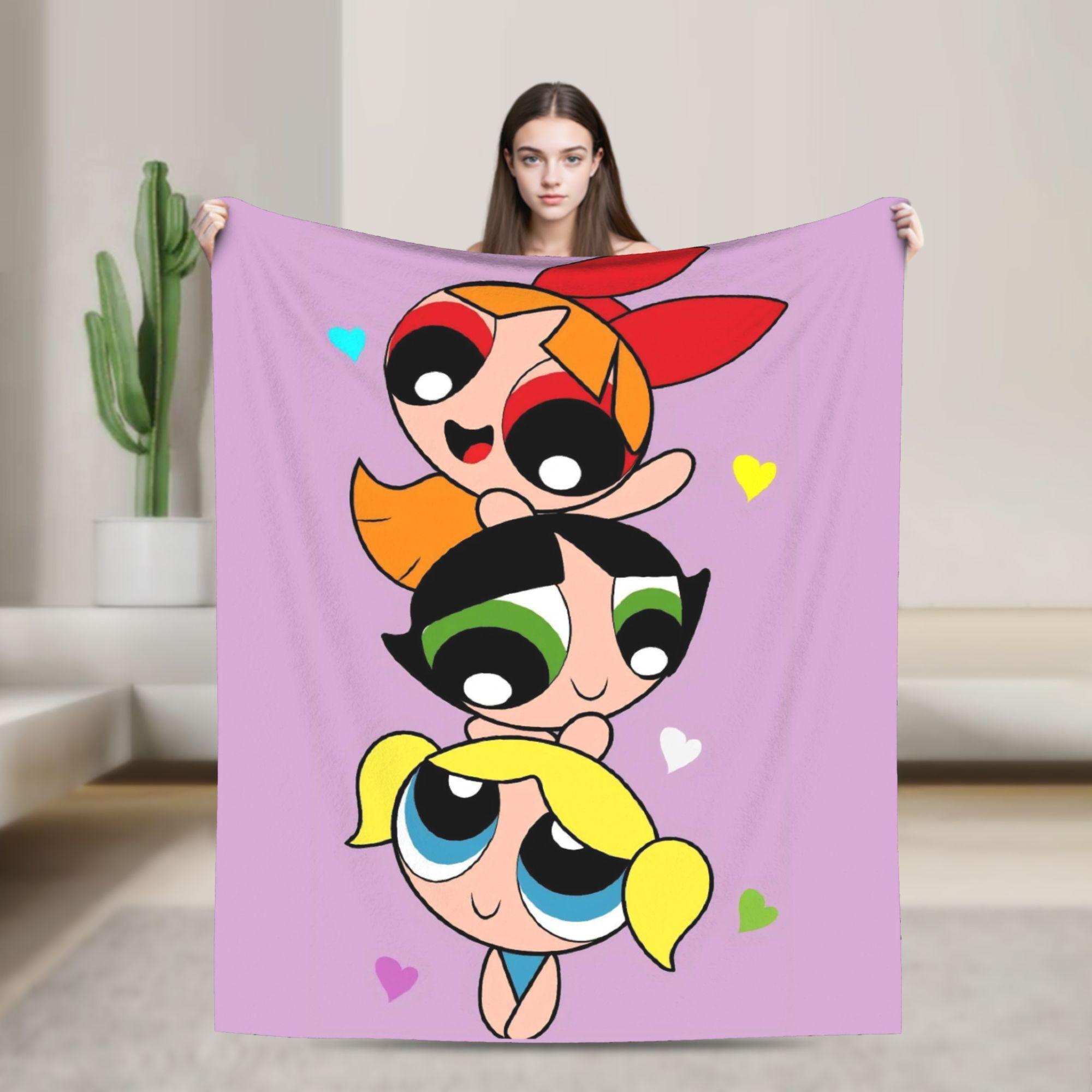 

P-Power-puffs Comedy Cartoon Girl Blanket Plush Funny Warm Throw Blankets for Coverlet Summer 100x150cm