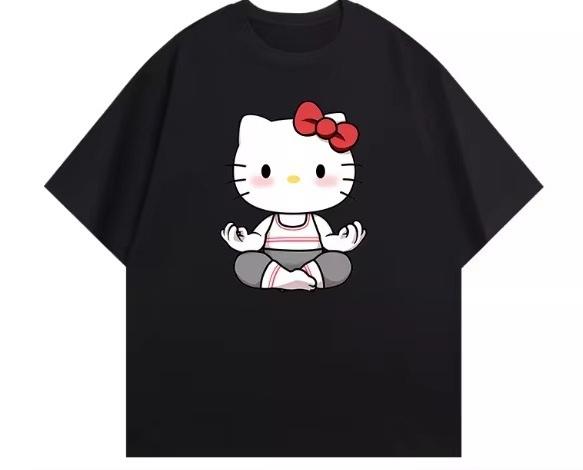 

2026 HelloKitty Sanrio Printed Cotton TShirt Summer Cartoon Design Childrens Roundneck Fashion LooseFitting Casual Wear S