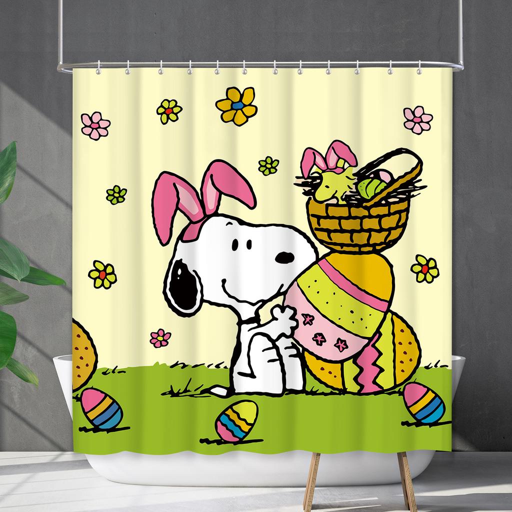 Easter Rabbit Waterproof And Mildew-Proof Polyester Bathroom Shower Curtain Shower Curtain Partition Curtain Free Of Punching