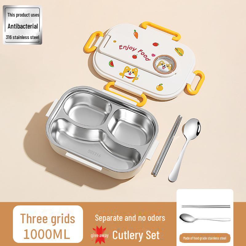 Cutie de prânz izolată pentru copii din oțel inoxidabil 316 cu tavă compartimentată