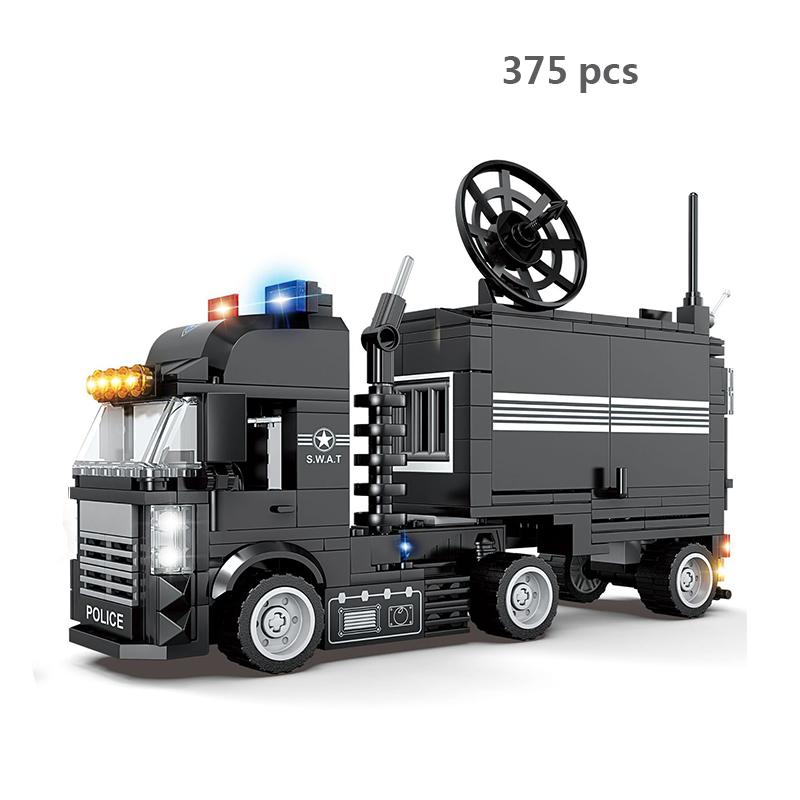 City SWAT Team Police Truck Car Panzer Tank Building Blocks Brick Police Station Figures Arme Model Educational Toys