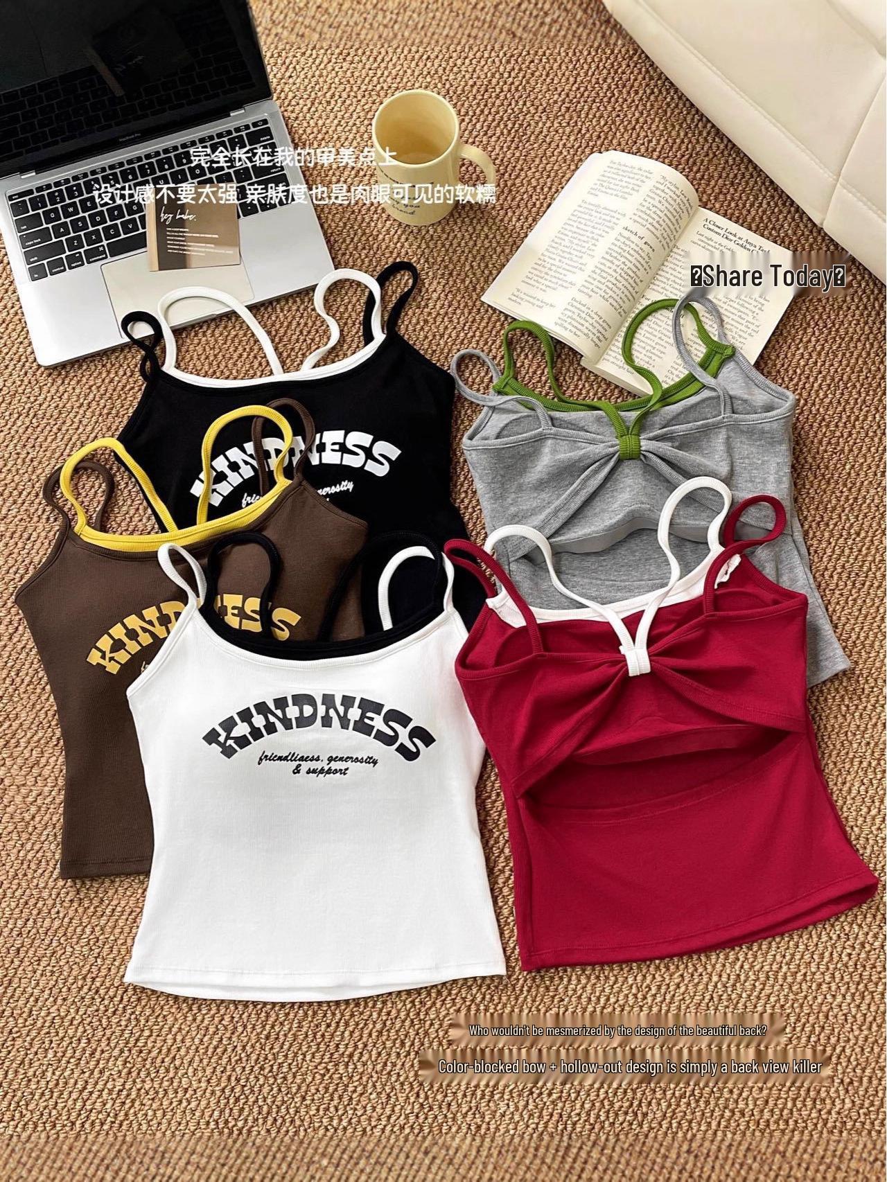 

2025 Sexy Slimming Bow Hollow Back Two-Piece Look Camisole One Size