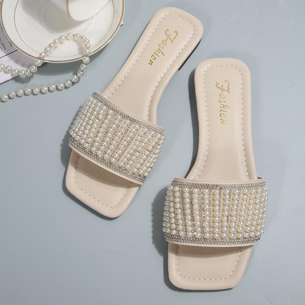 [Foreign Trade] Premium Sense Matching Skirt French Going Out On the Beach Beautiful Flat Bottom Cool Slippers Women