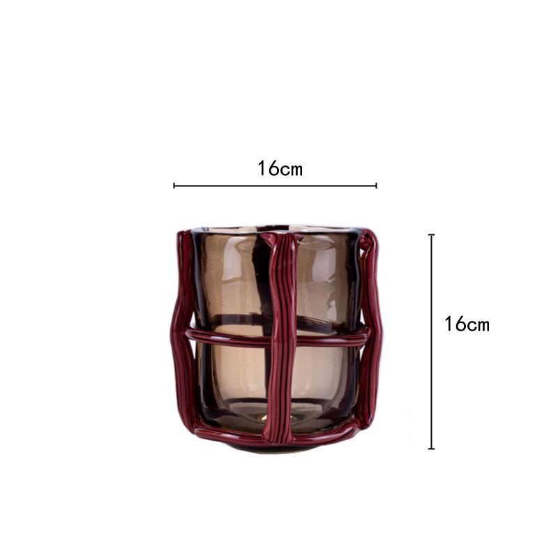 

Glass Vase Hollow Stripe Cross Binding Artistic Flower Ware Arrange Flowers Hydroponics Flower Vase Terrarium Home Decoration