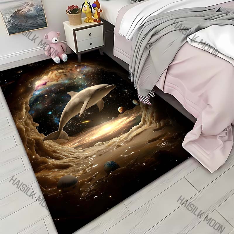 

Dolphin gliding through cosmic cavern Print Carpet for Living Room Bedroom Sofa Home Decor Rus Non-slip Floor Mat Luxury Gift 40x60cm