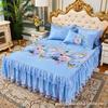 Wholesale washable summer ice silk mat bed skirt single piece bed cover bed hat three piece set Simmons mattress cover protective cover