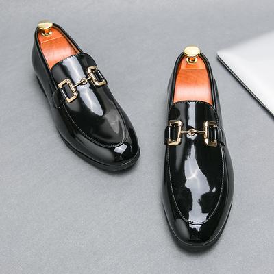 Fashion Men Fashionable Loafers Black Patent Leather European Style One Foot Casual Business Brand Formal Shoes Size 38-46 Men Shoes