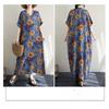 Women's Thin Cotton and Linen Loose Beach Skirt Retro Long Robe