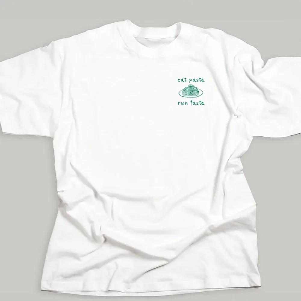 

ZX Футболка Весна Лето Футболки с коротким рукавом Ешь Пасту Беги Быстрее Смешной Принт Графические Топы Белые Повседневные Винтажные Футболки харадзюку футболка 3XL