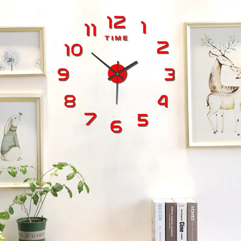 Creative Non-punching, Luminous DIY Wall Clock, Bedroom and Living Room Mirror Clock, Silent Acrylic Decorative Wall Clock