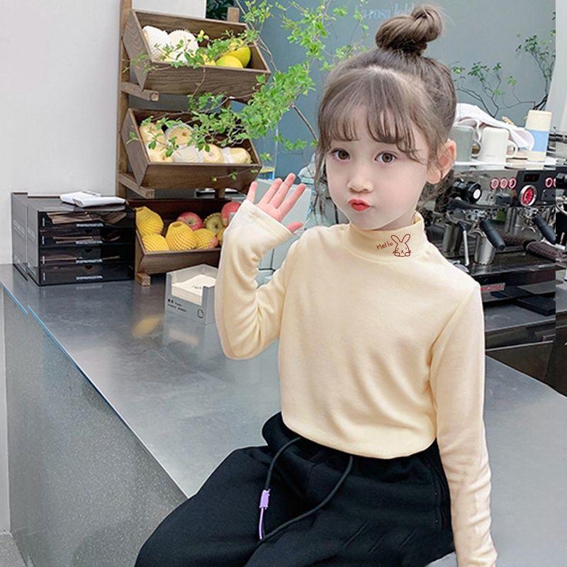 Unisex Kids' Slim-Fit Half-High Collar Fleece Long-Sleeve T-Shirt for Autumn/Winter (2025)