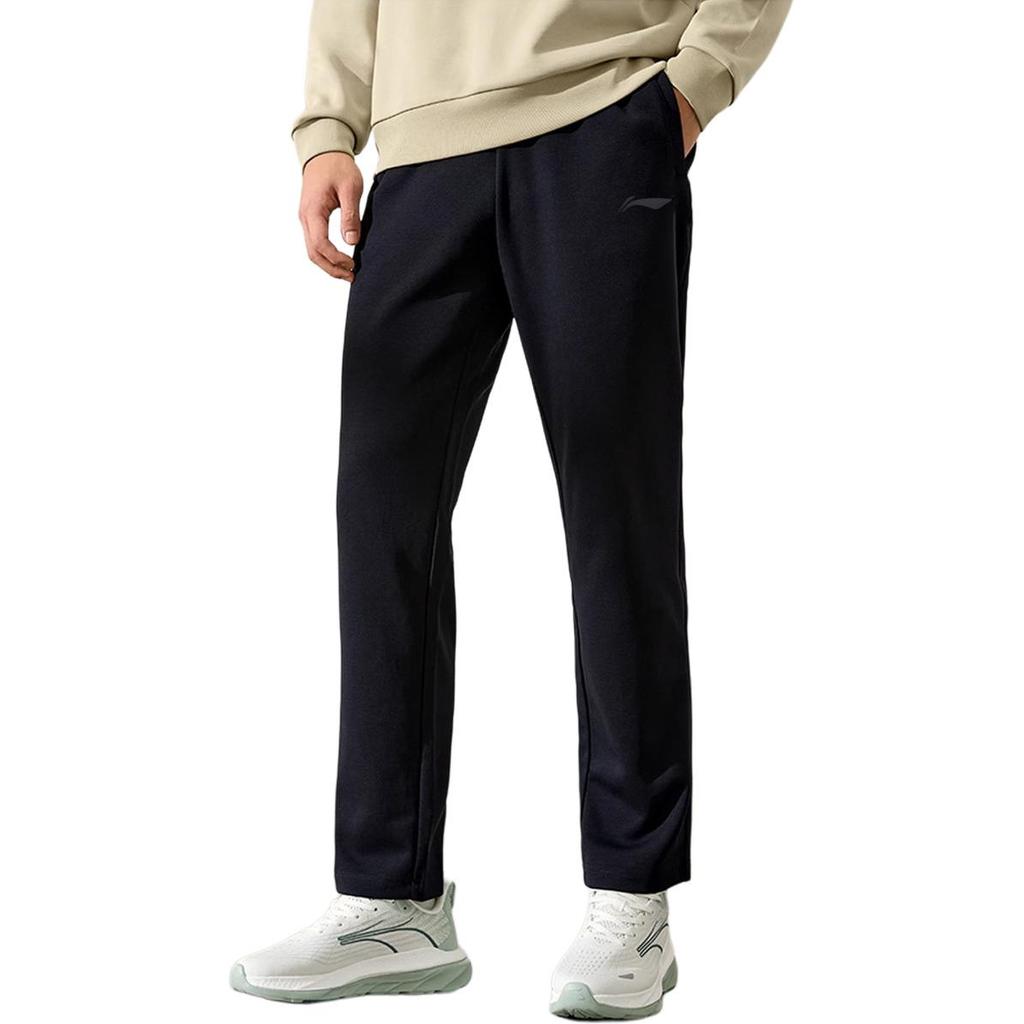Li Ning Comfortable Simple Straight Leg Lace-Up Versatile Casual Pants Unisex Bottoms Standard-Black AKLUEL73-1