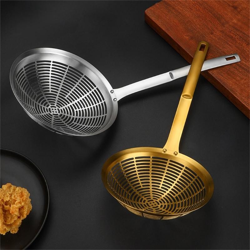 Stainless Steel Skimmer Spoon with Heat Resistant Handle Strainer Ladle Large Colander for Straining and Blanching