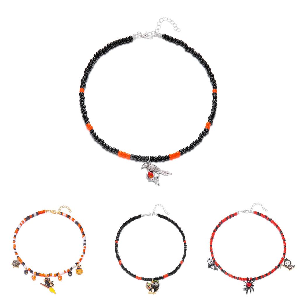Colar com Pingente de Teia de Aranha Gótico de Halloween com Strass para Homens e Mulheres