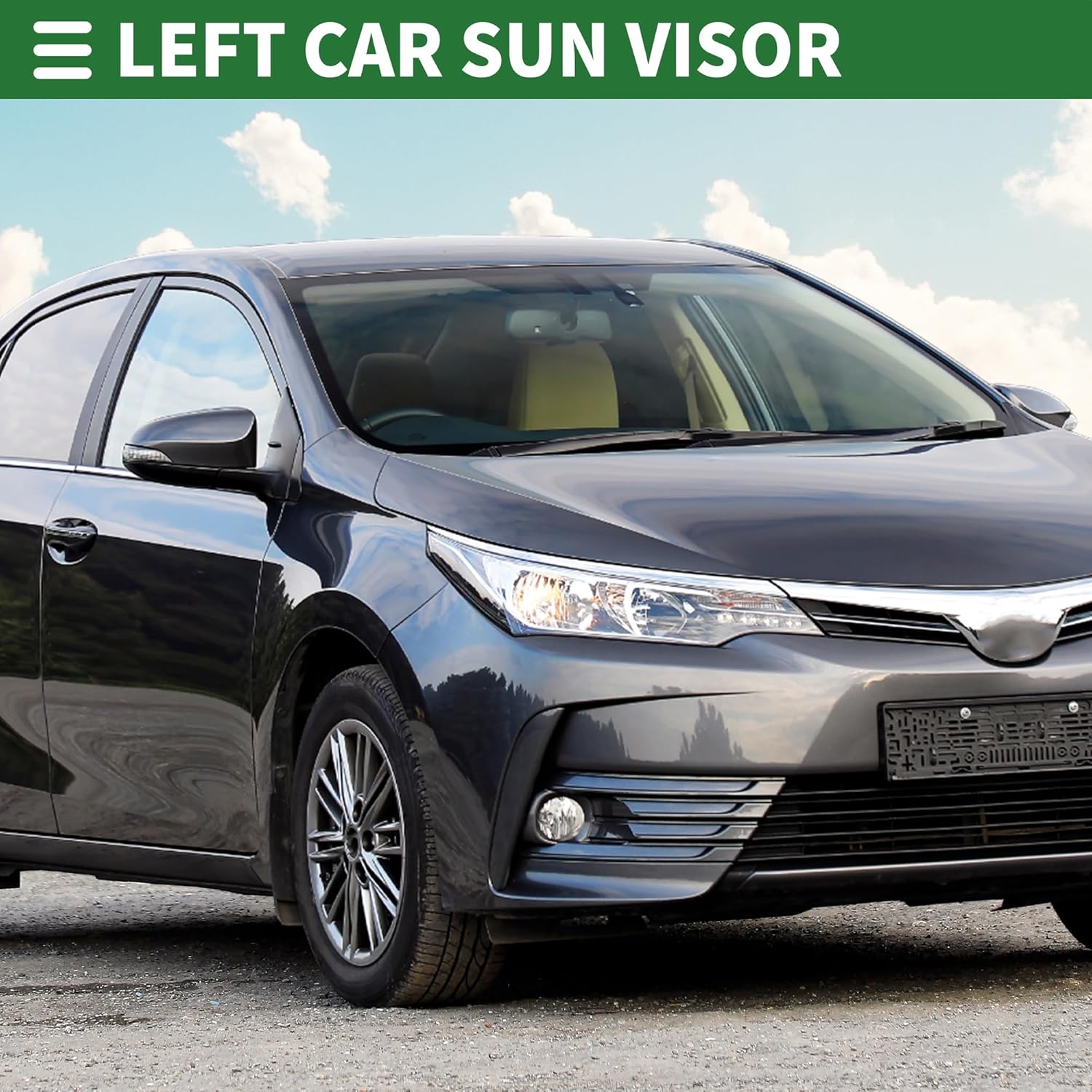 Motoforti Left Driver Side Car Sun Visor, Sun Visor Assembly, for Toyota Corolla 2009-2013, Plastic, W/Mirror, No.74320-12L50-B0, Gray