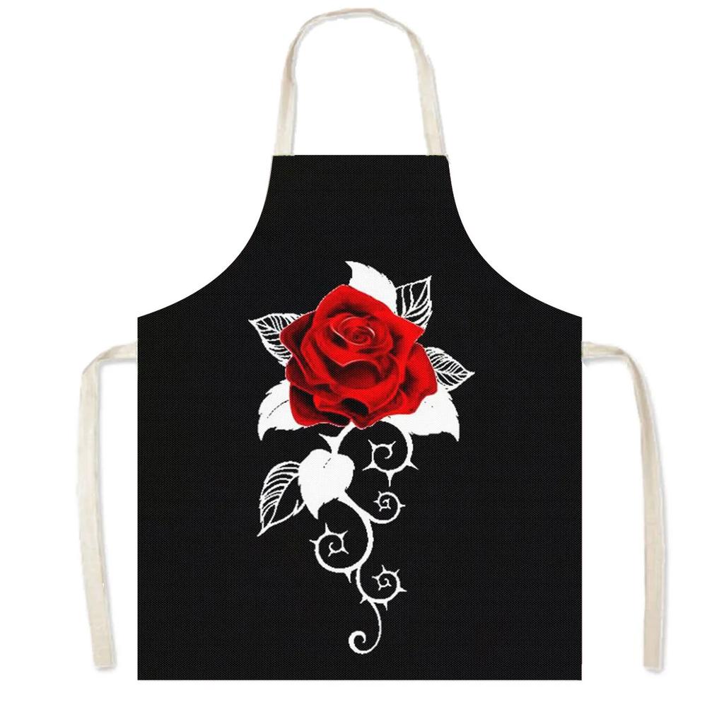 Music Rose Note Print Cooking Aprons Women Nice Lips Household Cleaning Clothing Baking Barber Chef Waiter Kitchen Apron