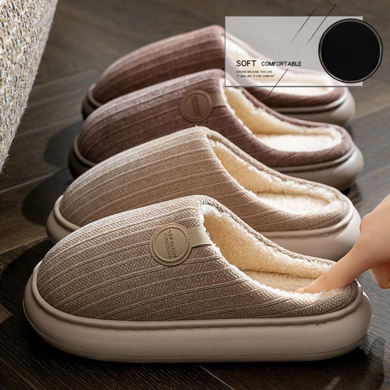 Nuovo Stile di Pantofole: Scarpe da interno in cotone, spesse, antiscivolo, in pile, calde e imbottite