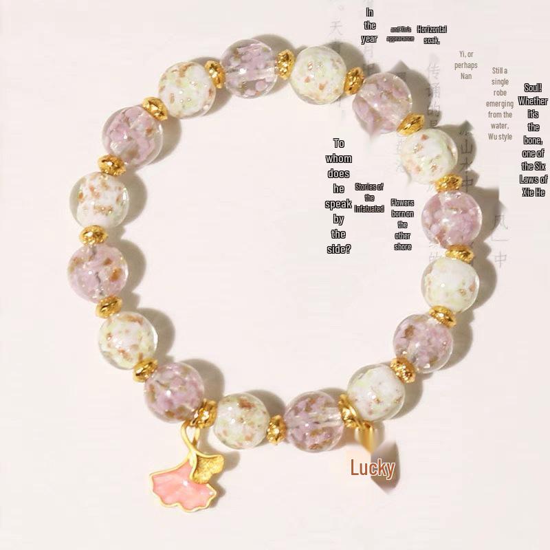 Jinsha Luminous Glazed Bead Bracelet - Women s Fortune Charm with Gold Foil