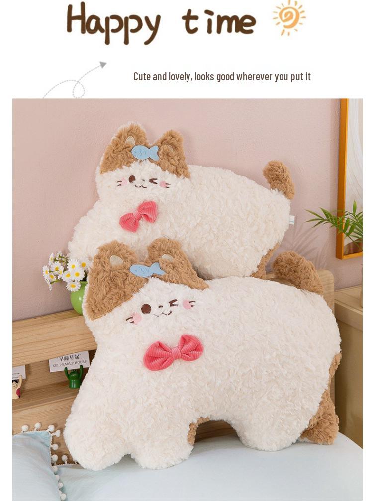 Cute Happy Cat Plush Pillow - Cartoon Doll Toy Gift for Girls