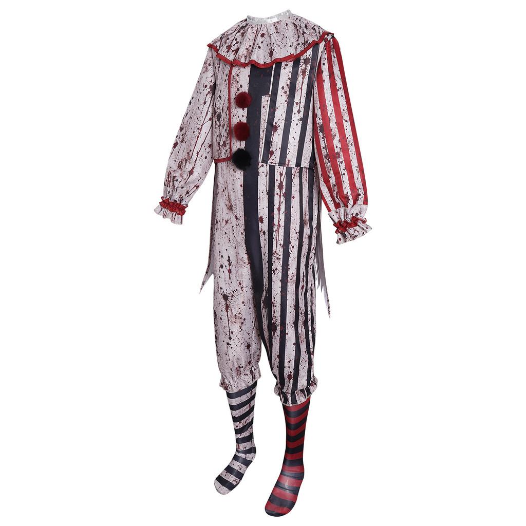 Dark Clown Cosplay Costume For Halloween Anime Role Play With Striped Pattern For Men