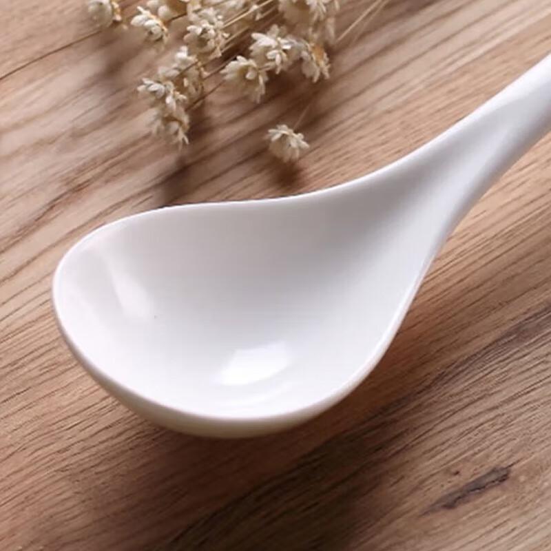 White Melamine Imitation Ceramic Soup Spoon