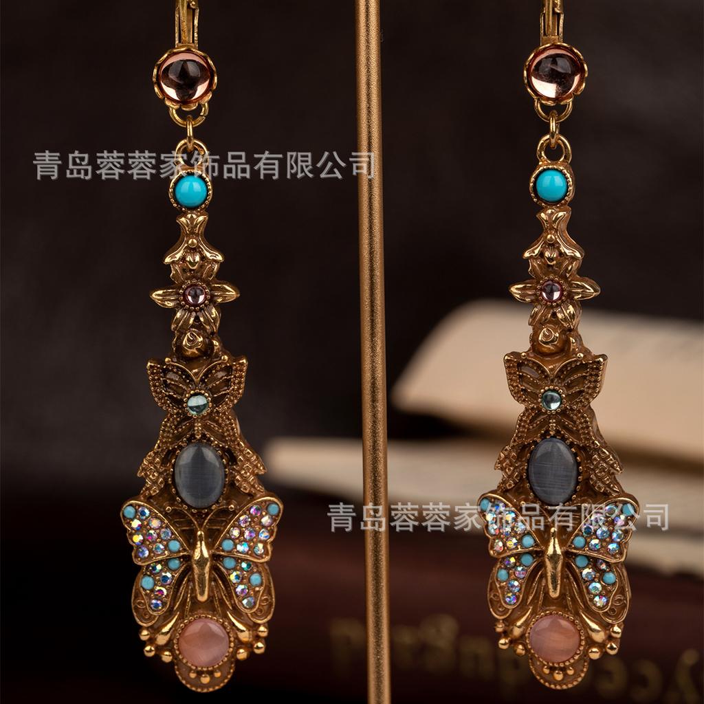 Antique Jewelry Fairy Style Retro Palace Heavy Industry Unique Gold Earrings